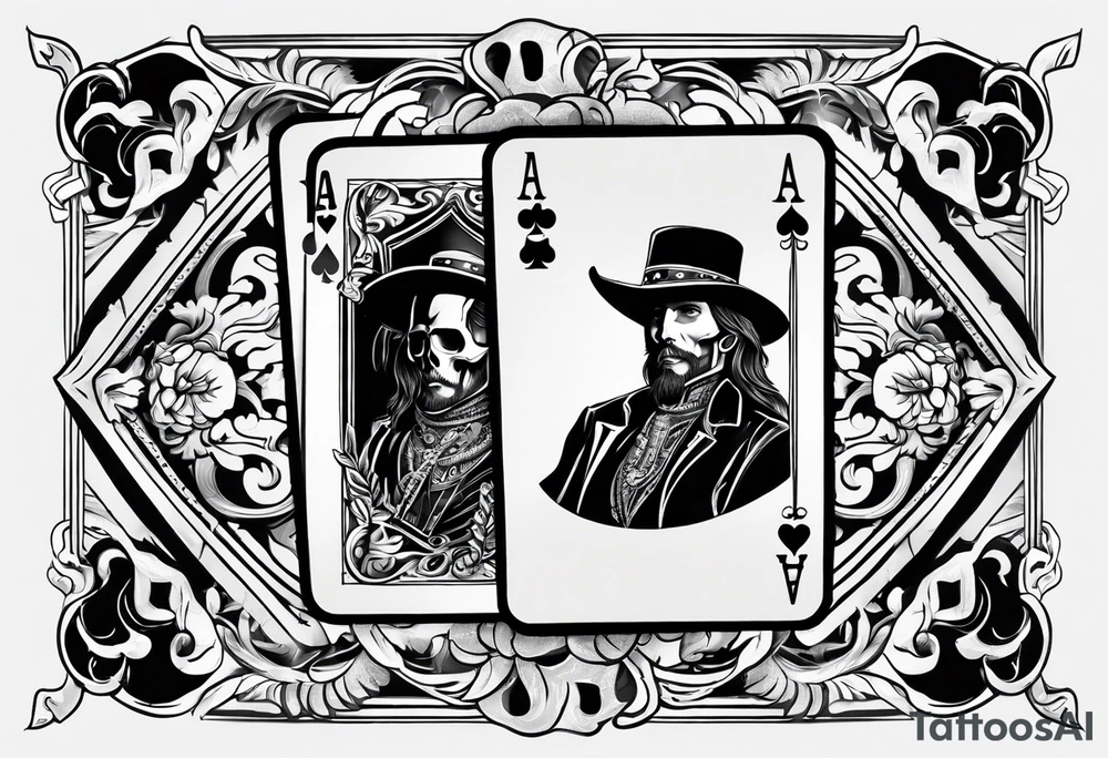Western playing card tattoo with skeleton on it tattoo idea