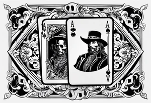 Western playing card tattoo with skeleton on it tattoo idea