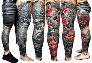 Full leg tattoo sleeve square tattoo idea