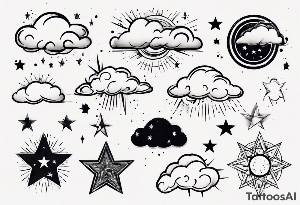 cloud with the date and stars tattoo idea