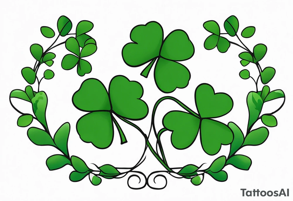 one single three leaf clover on a vine tattoo idea