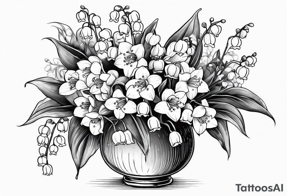 Lily of the valley Flower bouquet. Fine lines tattoo idea