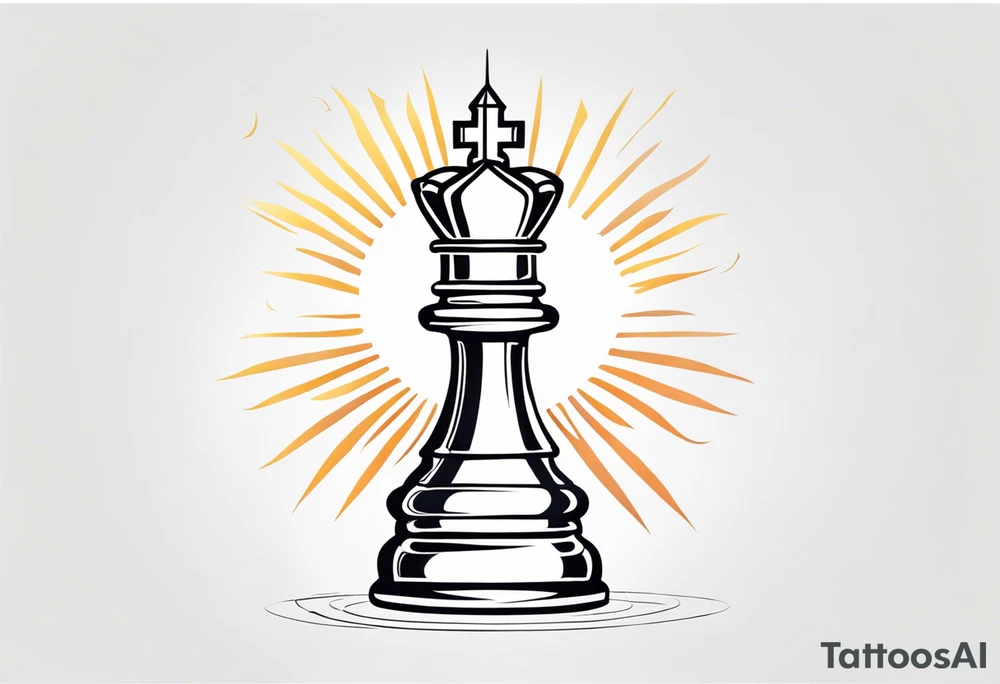 soft chess queen piece contour with spiritual rays coming out on the top tattoo idea