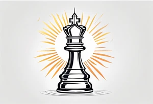 soft chess queen piece contour with spiritual rays coming out on the top tattoo idea