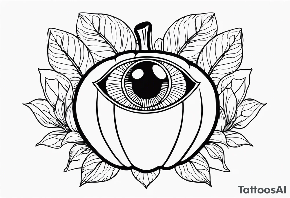 eye pumpkin flowers tattoo idea