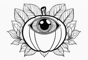 eye pumpkin flowers tattoo idea