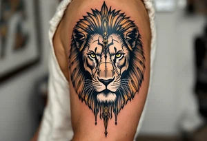 egyptian themed lion (red and black) tattoo idea