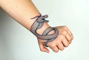mystical snake wrapped around the whole forearm tattoo idea