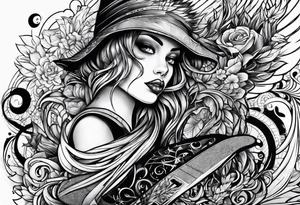 Black skateboarder tattoo idea