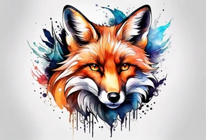 Watercolor fox tattoo idea