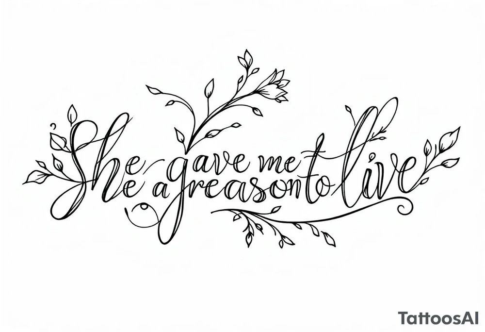 "She gave me a reason to live"  as the stem blooming into a flower tattoo idea