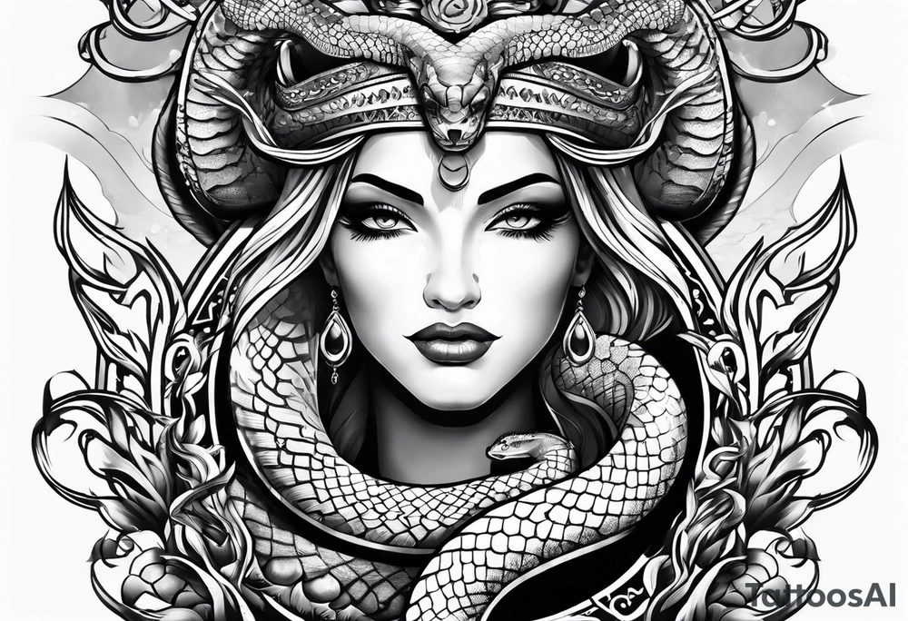 Trident with snake tattoo idea