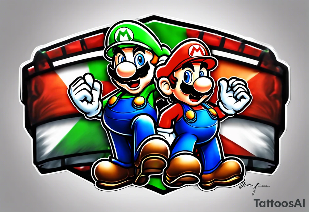 Mario and Luigi half sleeve tattoo idea