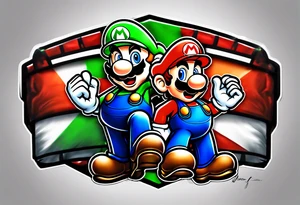 Mario and Luigi half sleeve tattoo idea