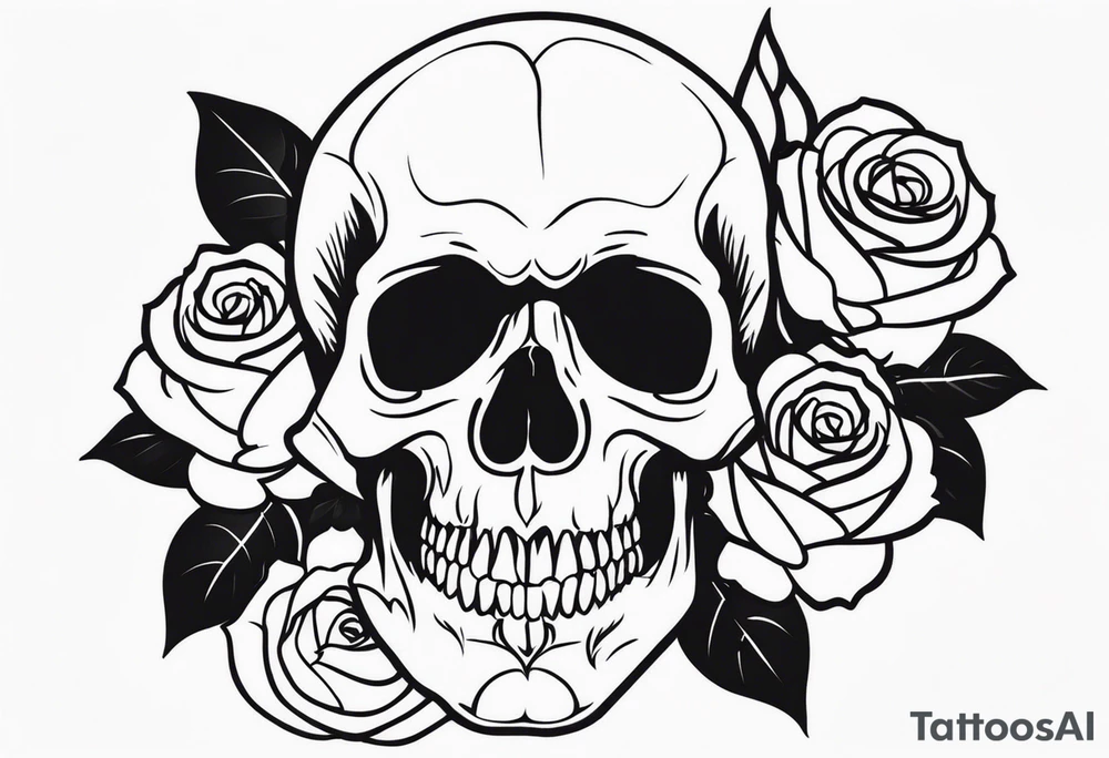 skull and roses tattoo idea