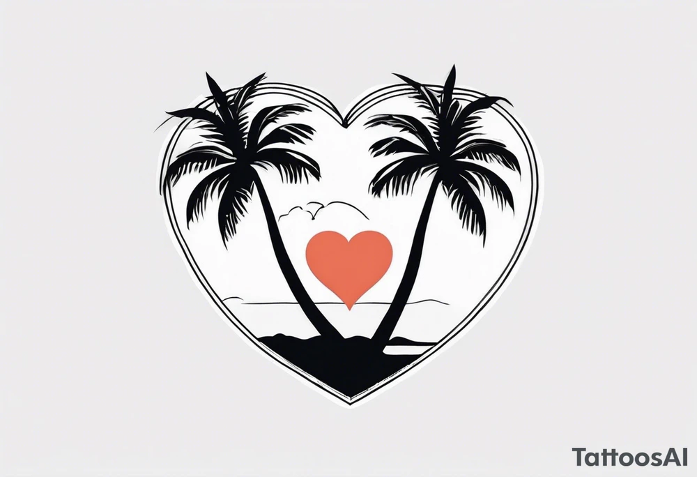 Cuba Royal palm trees shape of 
 a heart tattoo idea