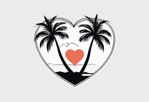 Cuba Royal palm trees shape of 
 a heart tattoo idea