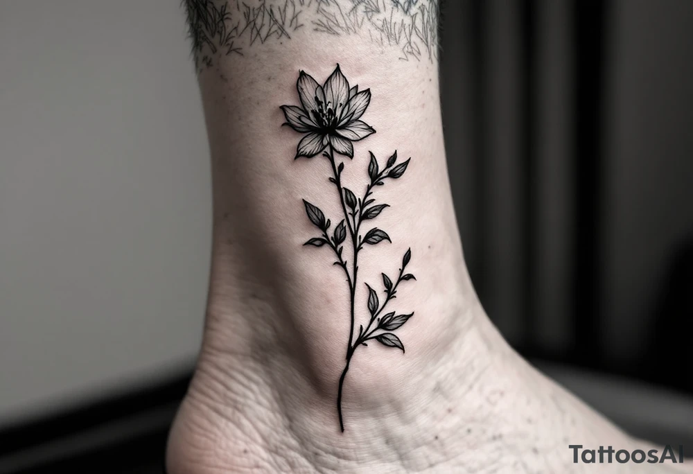 design very minimal Spring tatoo vertically for ankle tattoo idea