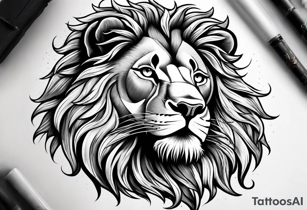A lion holding a head tattoo idea