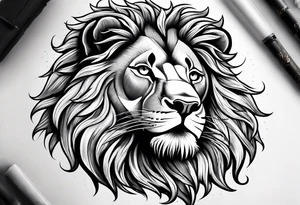 A lion holding a head tattoo idea