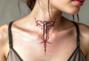 A sleek modern "T" in blush pink with a chrome-like metallic finish. tattoo idea