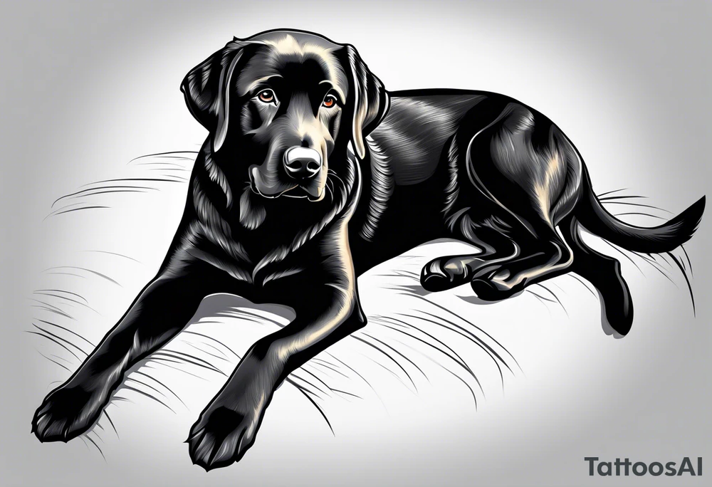 black lab line art tattoo idea