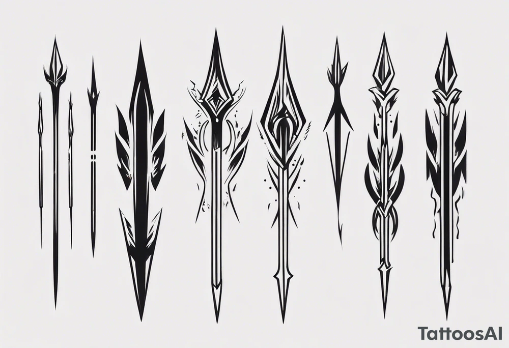 2 parallel spears pointing upwards tattoo idea