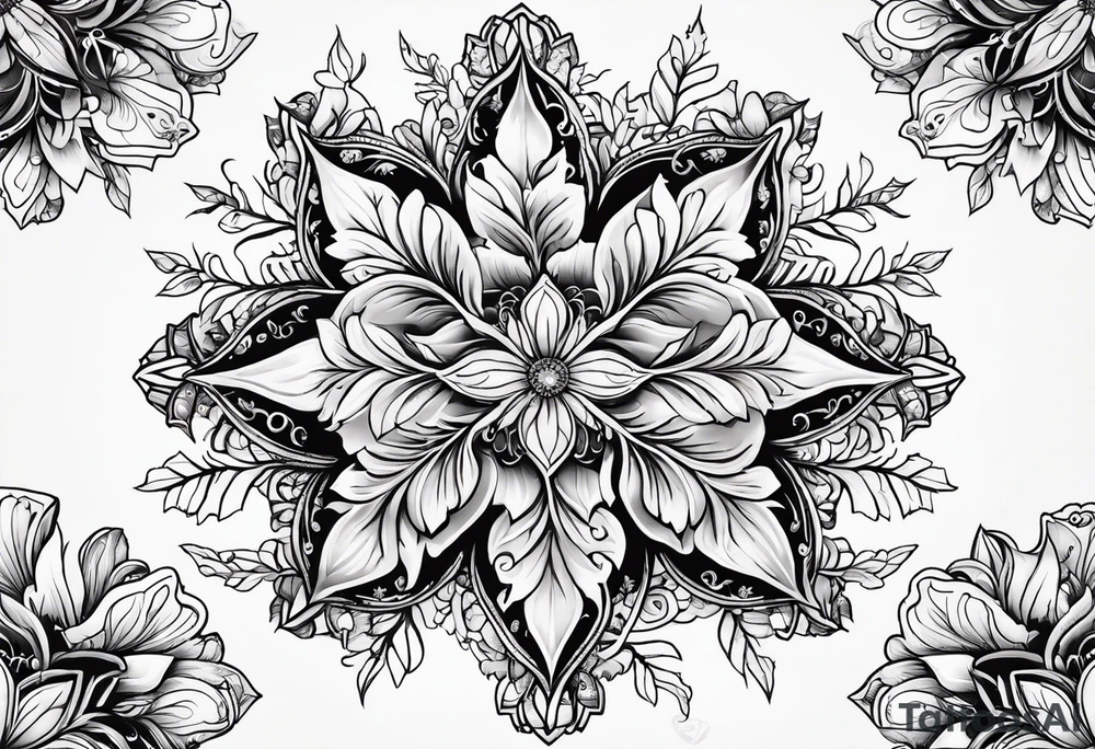 snowflake , flower tattoo idea