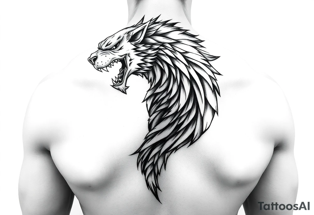 Black and white. Left arm tattoo which starts at the elbow and goes all the way up to the shoulder. The tattoo should exemplify power, strength and dominance. tattoo idea