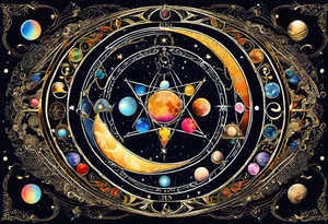Astrology, Cancer, Natal Chart, symbolic, vision, yin yang, the moon, the sun, Uranus, Pluto, spiritual third eye, mystical armband tattoo idea