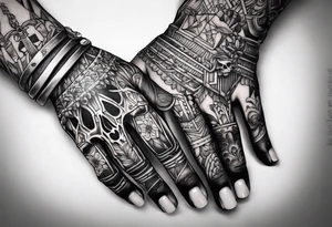 Skeletons holding fingers tattoo idea