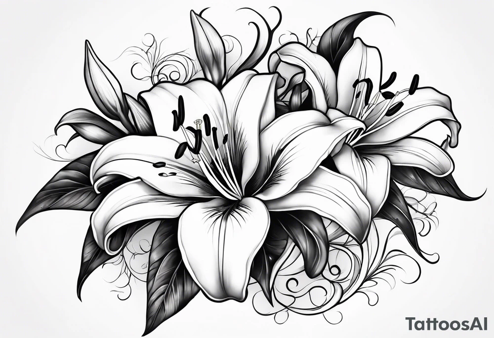 bird lillies tattoo idea