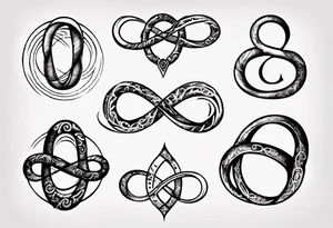 "Through thick & thin" written in the shape of an infinity sign tattoo idea
