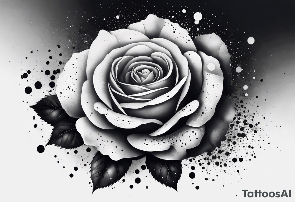simple rose with ink splash white background tattoo idea