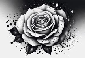 simple rose with ink splash white background tattoo idea