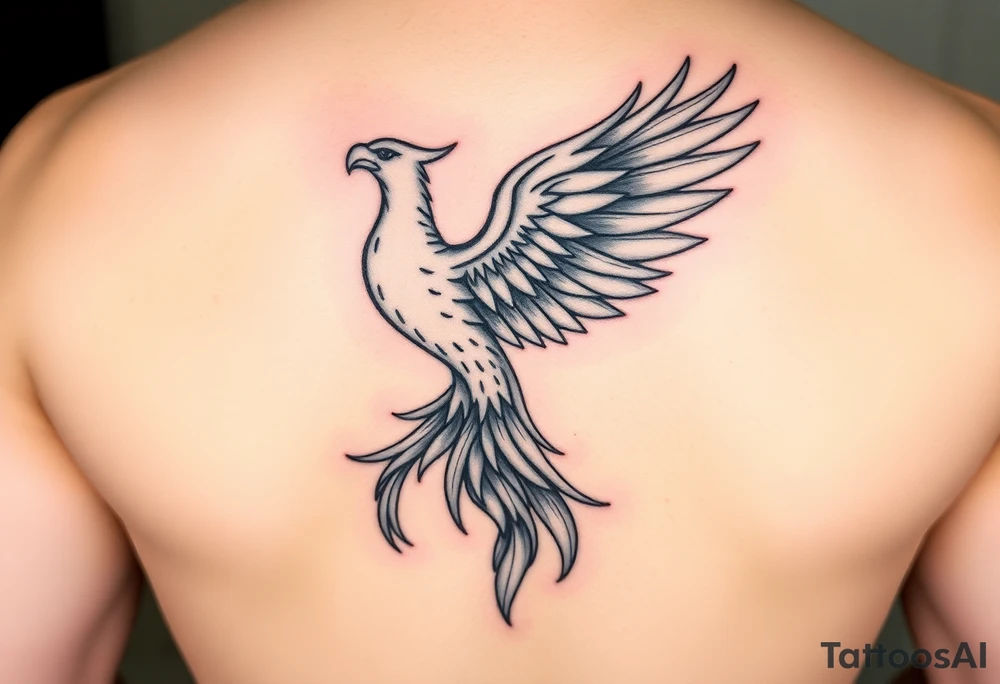 My wife is looking to get a tattoo of a phoenix on her thight. She wants it beautiful, in color, and potentially flying out of ashes upwards. A quote she likes is "it's time I break my chains and run with the giants" to go with it. So if that gives any new inspiration to it, please be creative and make the best looking tattoo possible! tattoo idea