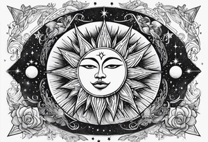 With all my heart and all my soul to the end of the universe To infinity and beyond.  sun and moon without face tattoo idea