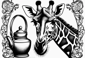giraffe, tea pot, belt, brunch tattoo idea
