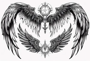 dark mystical wings tattoo idea
