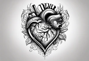 Broken Heart that says Never Say Never tattoo idea