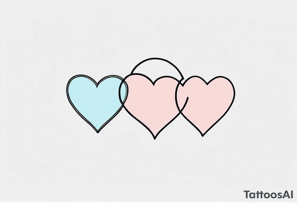 Two pink hearts one blue heart small star. Simple line tattoo idea Two pink hearts one blue heart small star. Simple line tattoo idea
