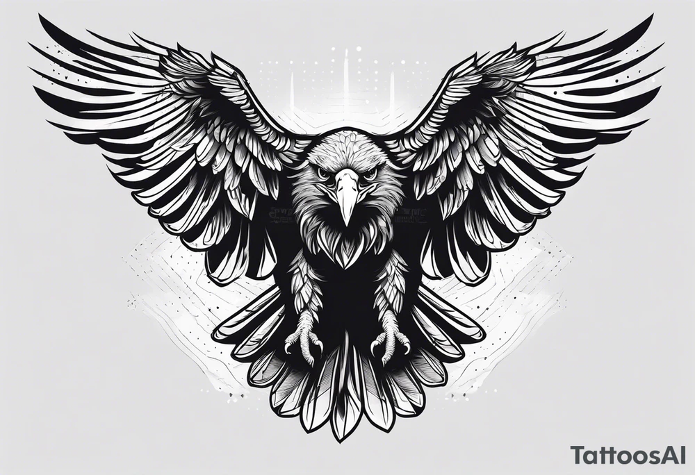 eagle full body fly vector tattoo idea