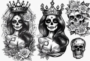 santa la muerta with money and crown
on the card tattoo idea