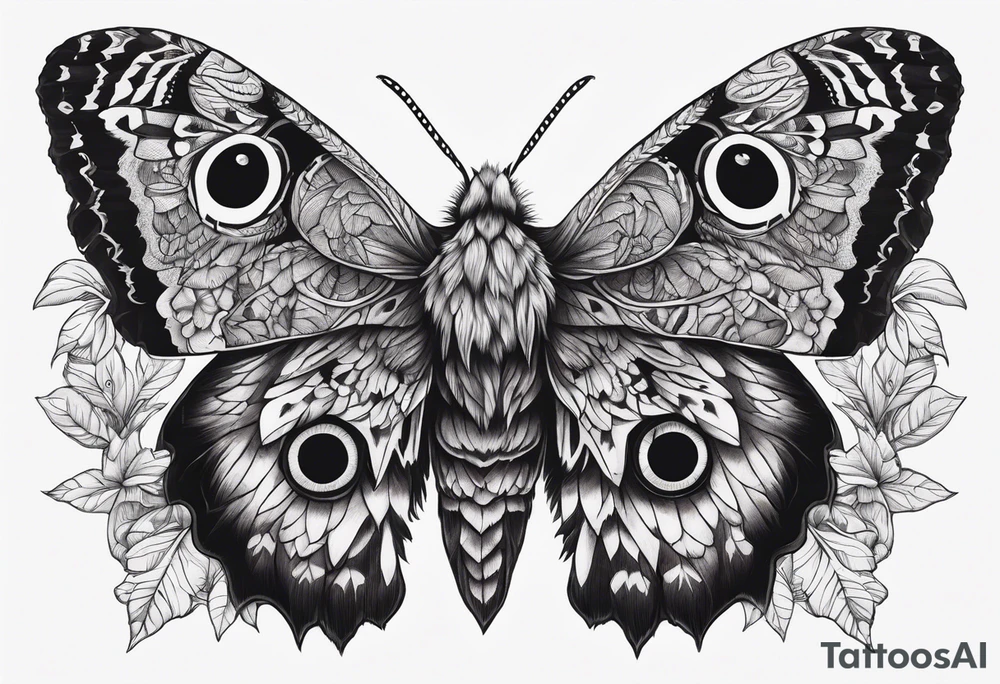 Dead head moth with owl eyes tattoo idea