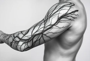 Lines that run across the veins, creating almost wound-like feel and is abstract linear. Almost paintbrush effects too. tattoo idea
