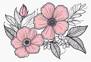 Upper arm sleeve pink flowers tattoo idea