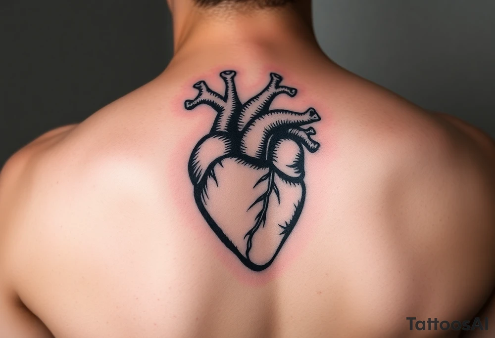 woodcut realistic heart tattoo tattoo idea
