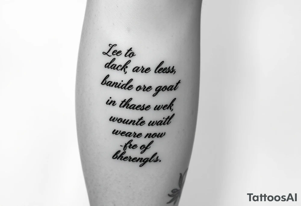 Leg tattoo down quote going down whole side of leg from thigh to ankle tattoo idea