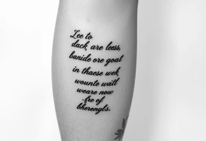 Leg tattoo down quote going down whole side of leg from thigh to ankle tattoo idea