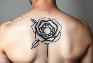 Rose tattoo with illuminati symbol inside of it tattoo idea